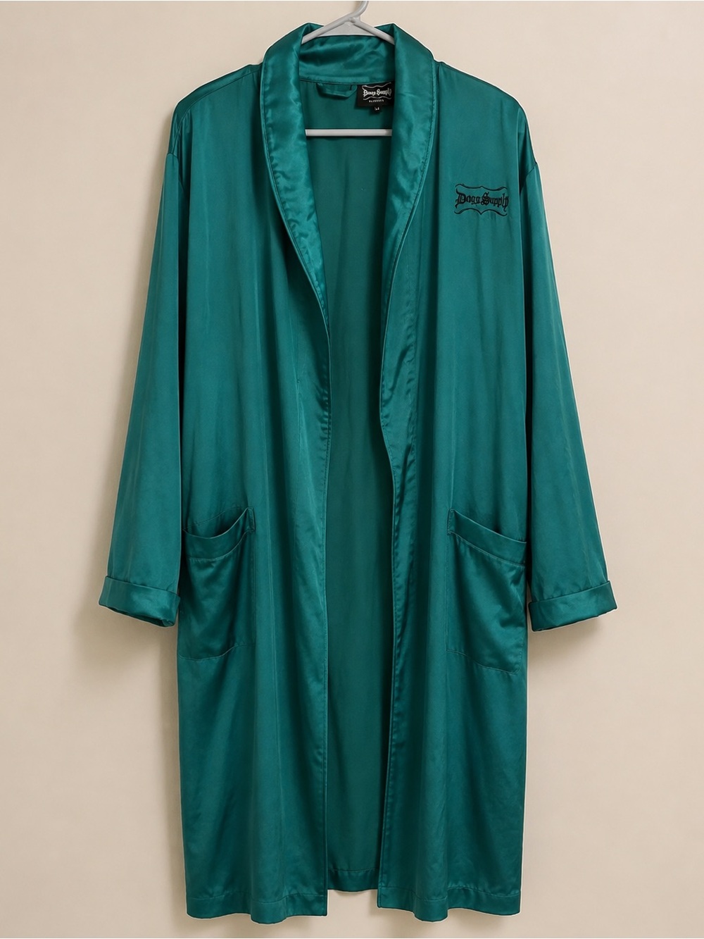 Dogg Supply by Snoop Dogg Teal Satin Robe Size M Unisex Y2K Streetwear